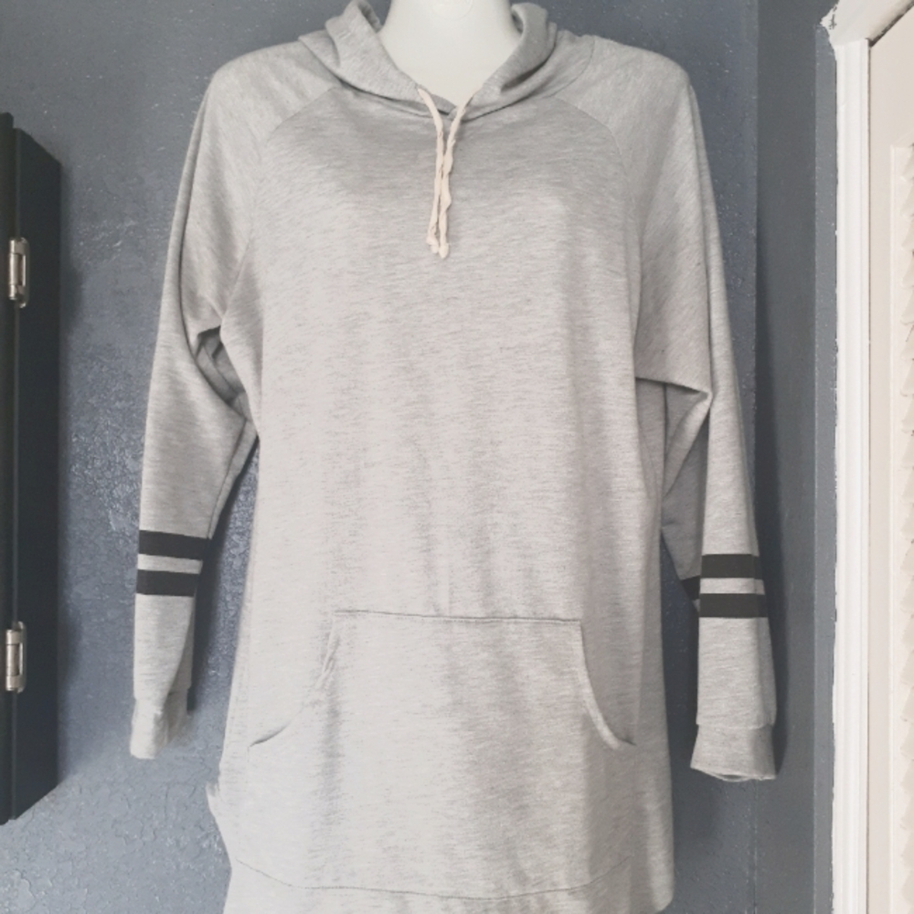 CLEO Apparel Gray Hooded Longsleeve Casual Dress sz XL Hoodie Dress with Pocket!